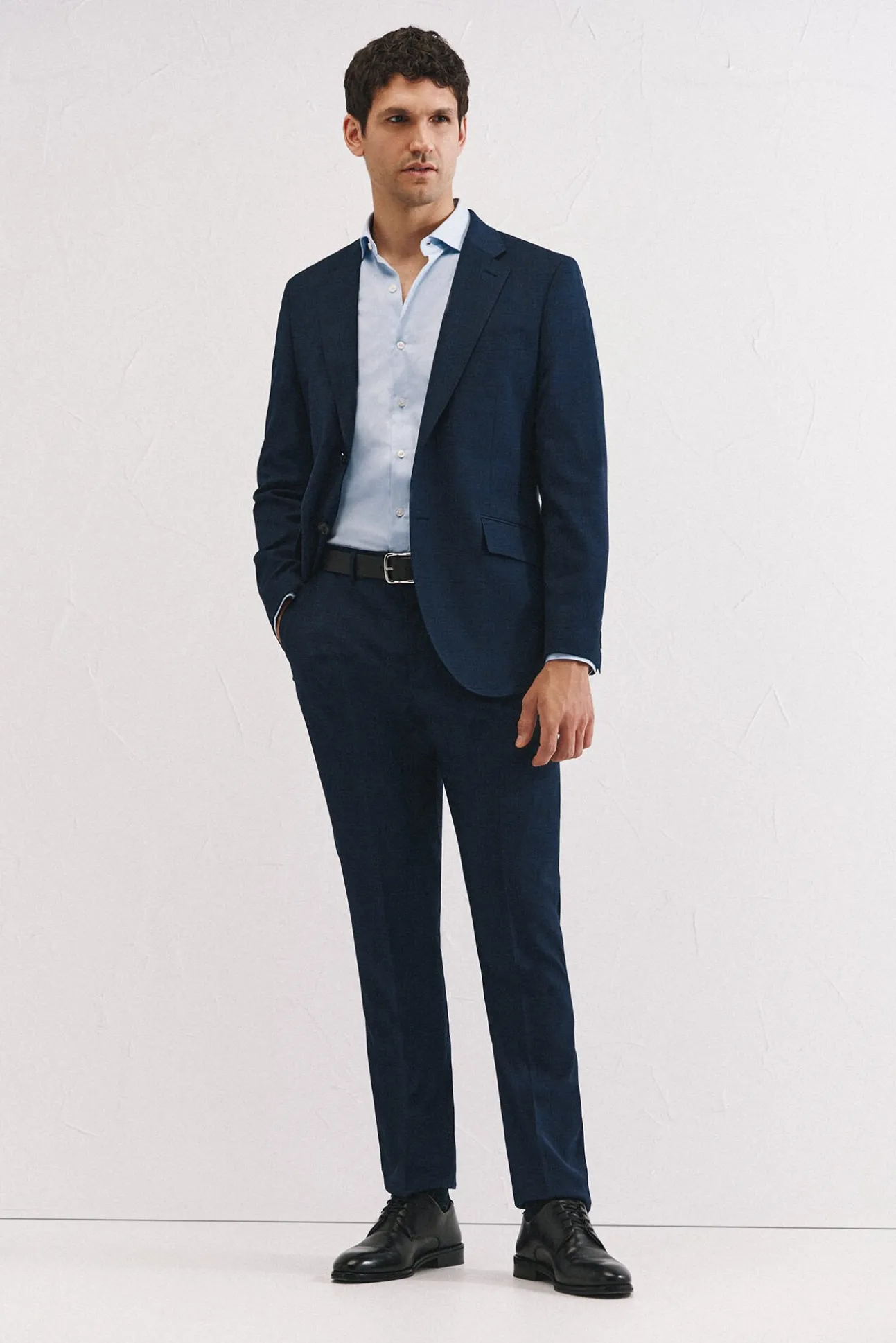 Calça xadrez azul slim fit