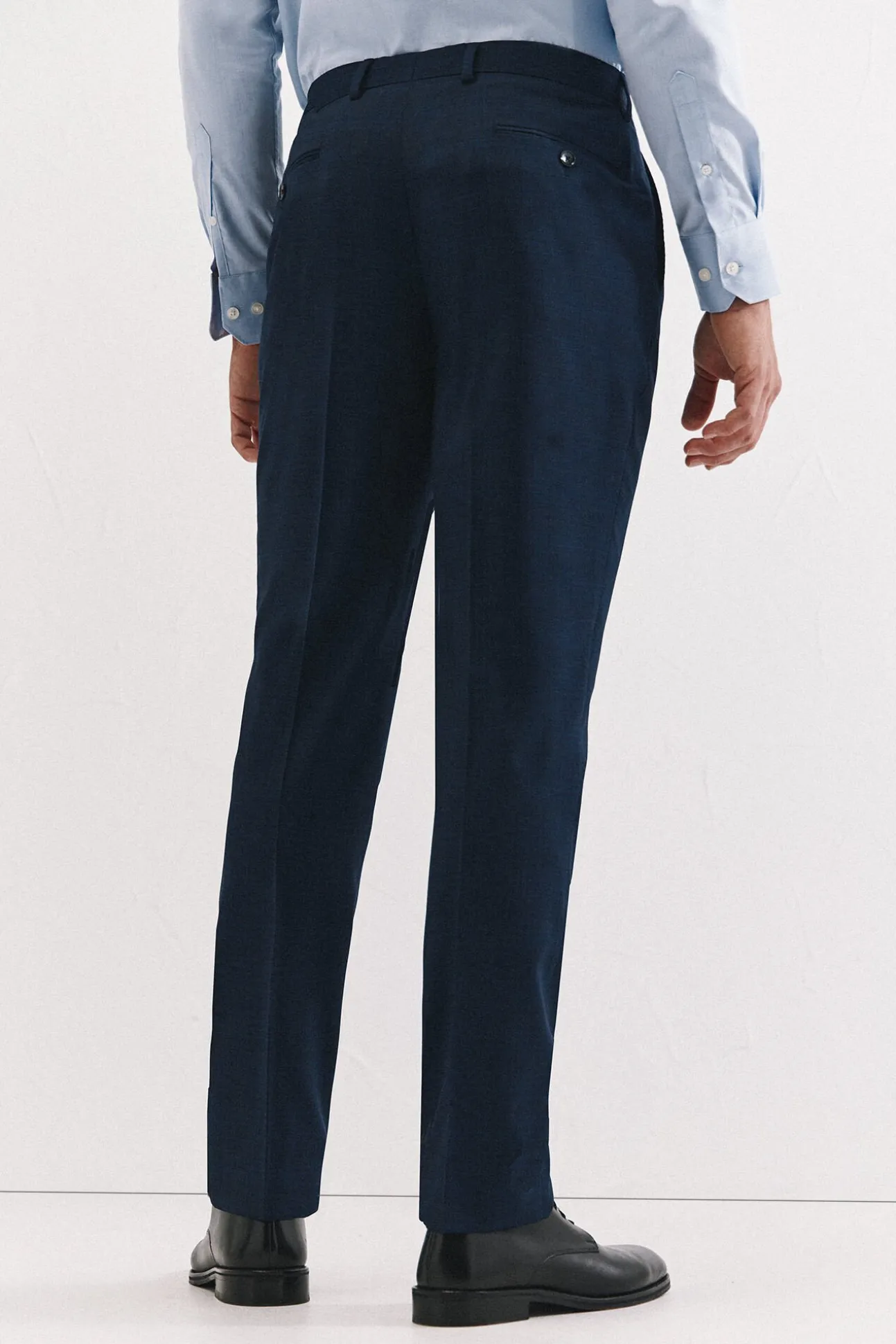 Calça xadrez azul slim fit