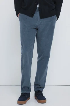 Calças chino slim fit confortável de veludo cotelê lavado