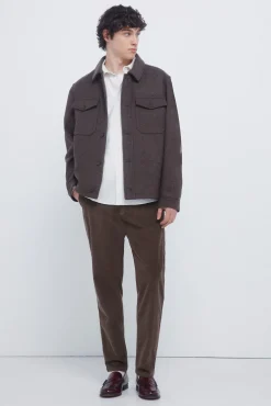 Calças chino slim fit confortável de veludo cotelê lavado