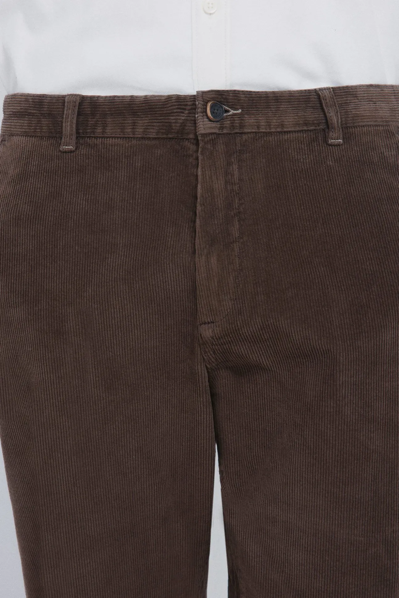 Calças chino slim fit confortável de veludo cotelê lavado