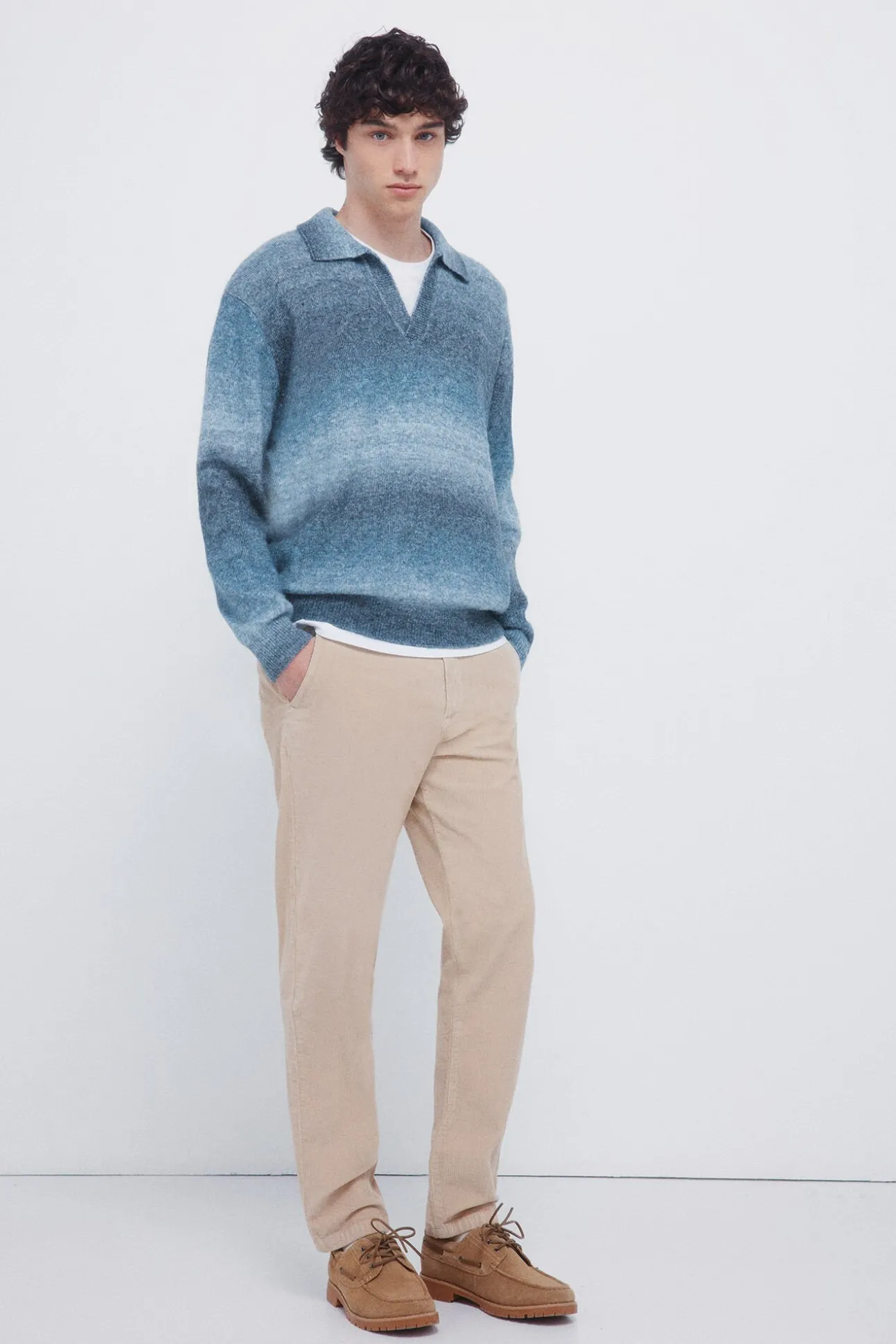 Calças chino slim fit confortável de veludo cotelê lavado