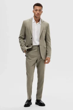 Calças de fato Slim Fit confecionadas com lã