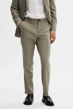 Calças de fato Slim Fit confecionadas com lã