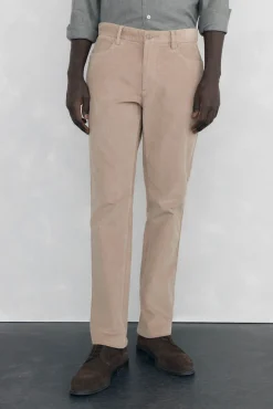 Calças de veludo slim fit com 5 bolsos