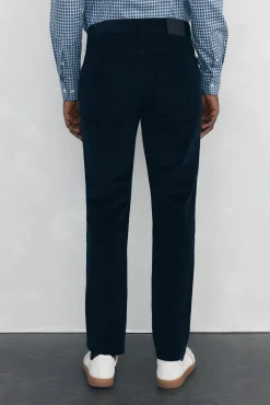Calças de veludo slim fit com 5 bolsos