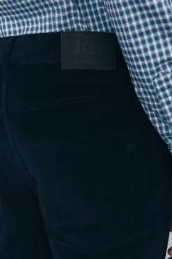 Calças de veludo slim fit com 5 bolsos
