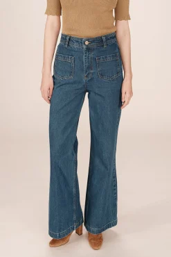 Calças denim de cintura alta