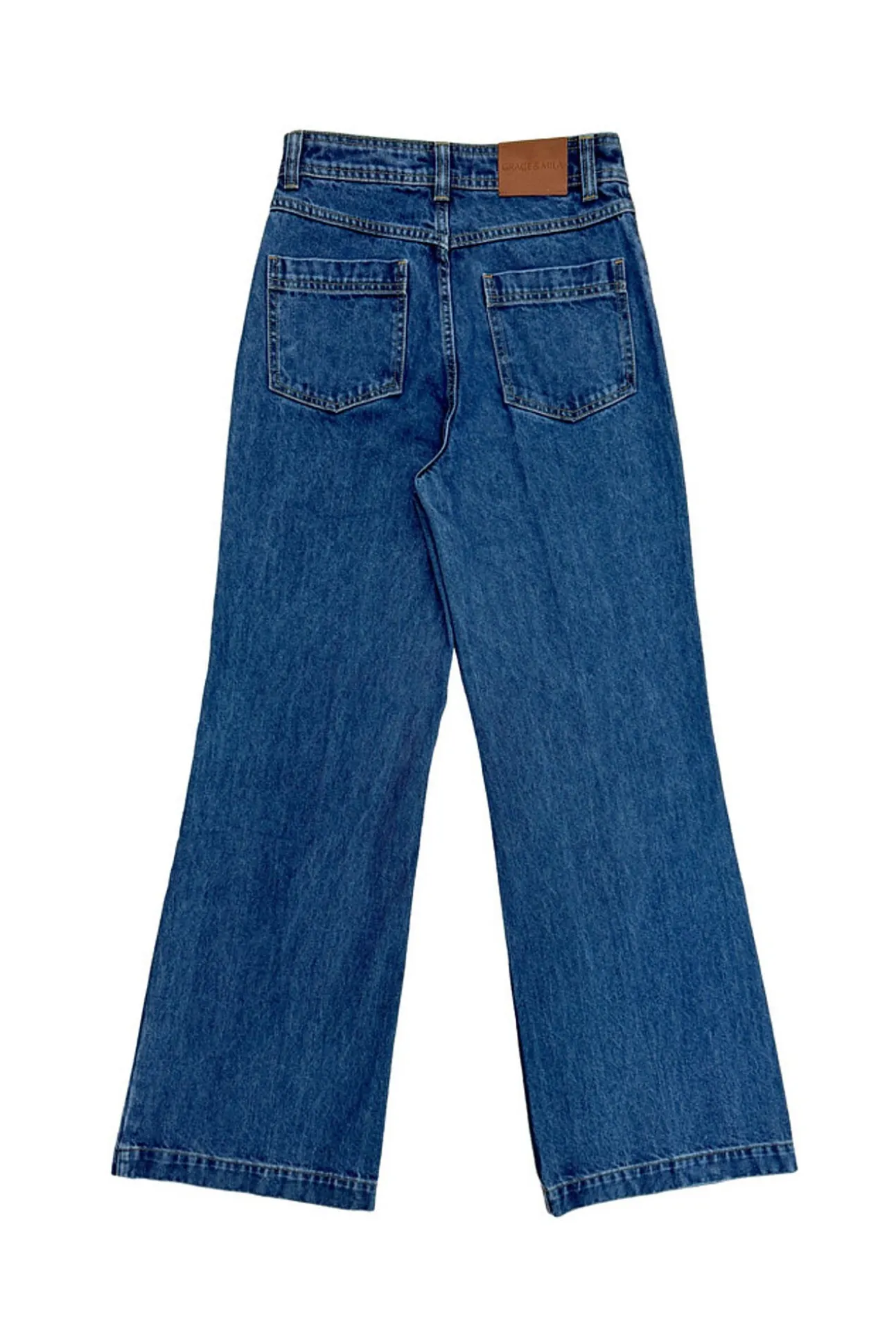 Calças denim de cintura alta