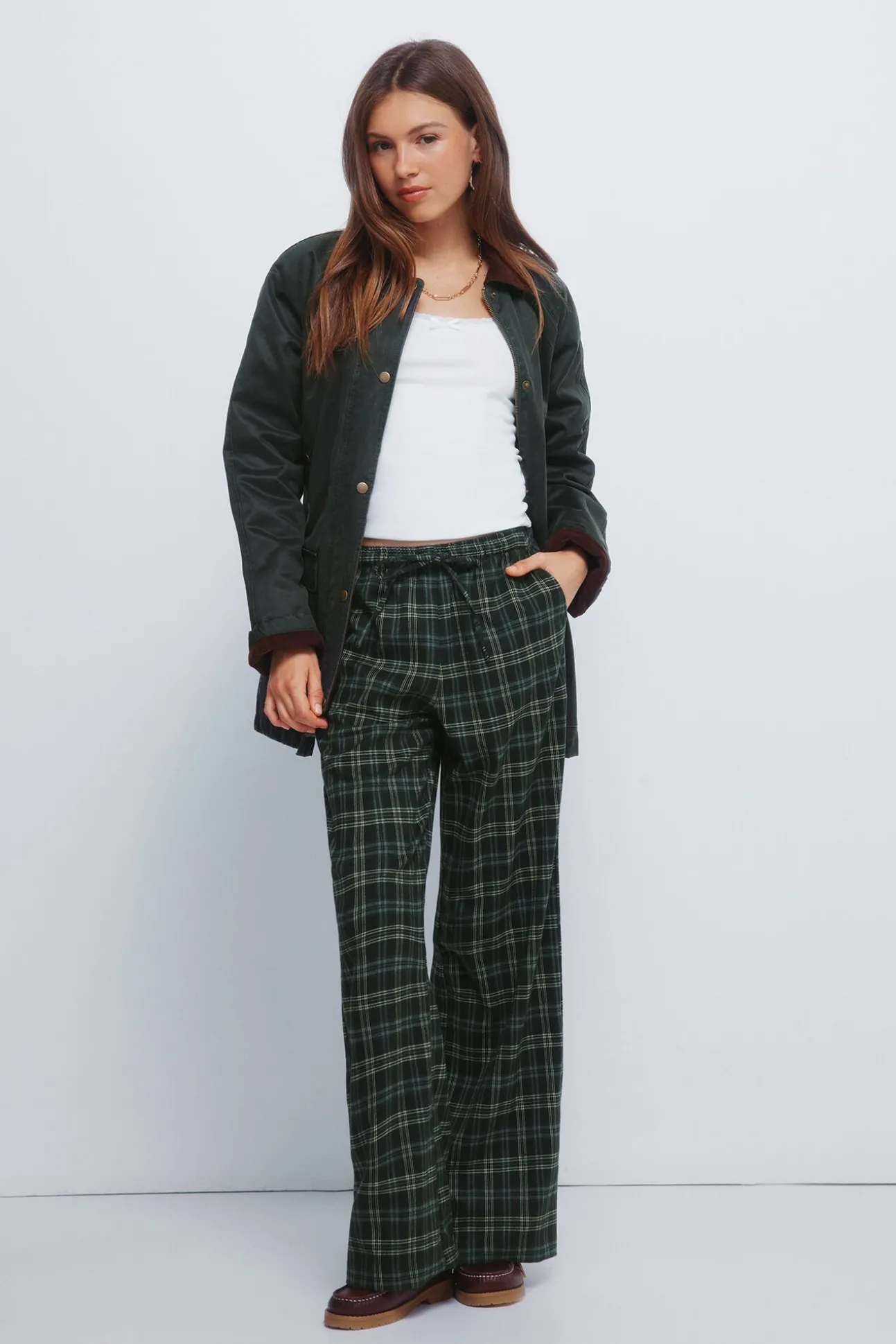 Calças jogger xadrez