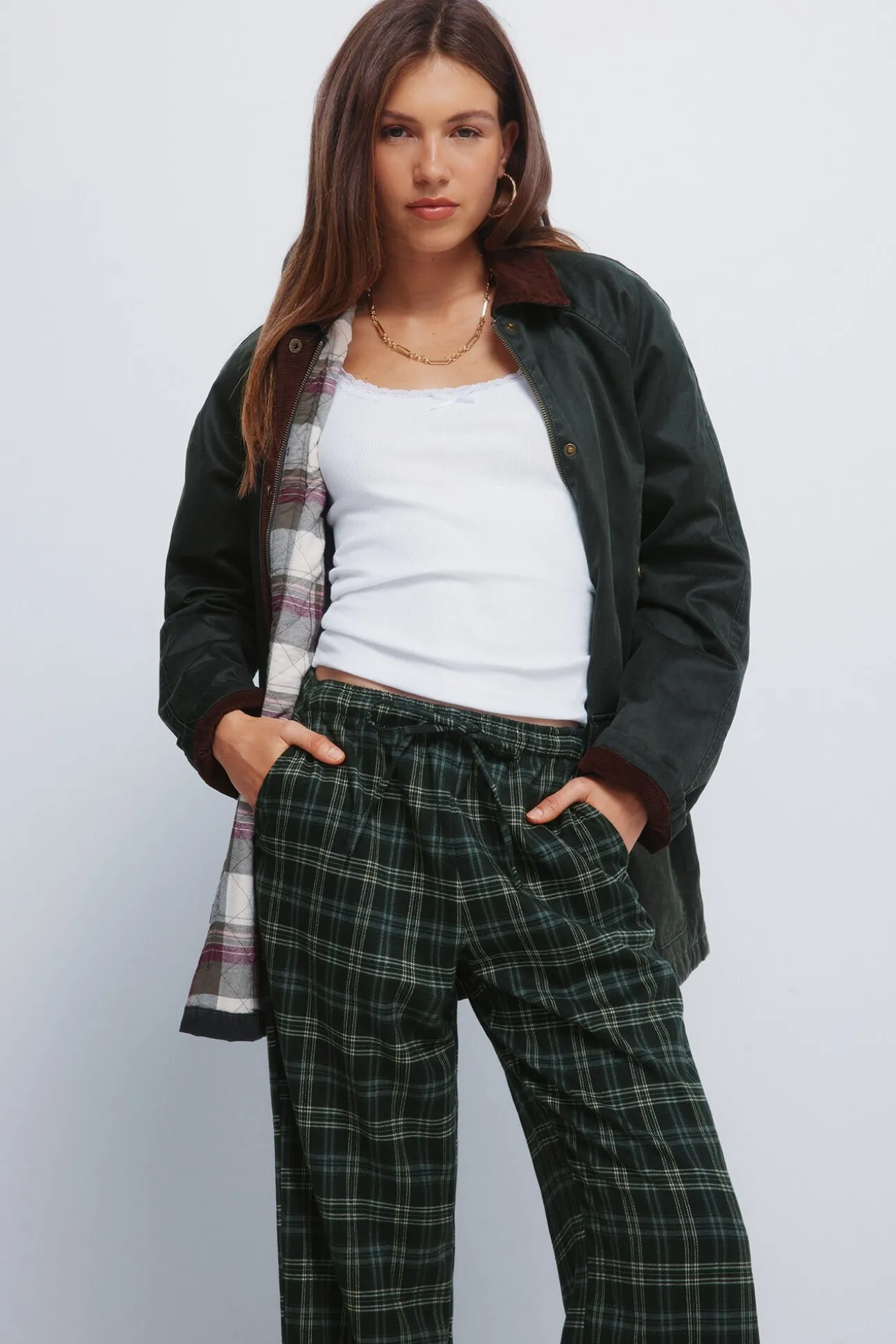Calças jogger xadrez