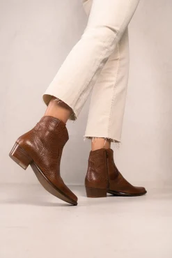Calíope Botins cowboy vintage de pele