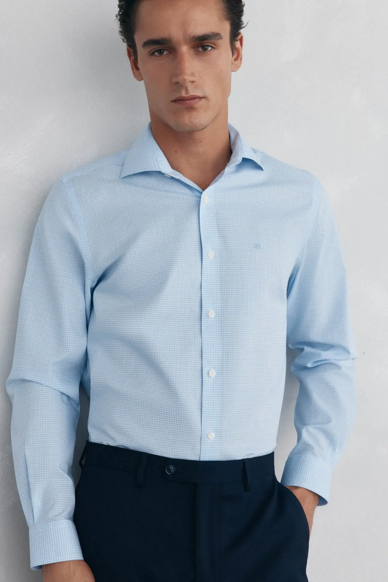 Camisa aos quadrados non iron + antimanchas