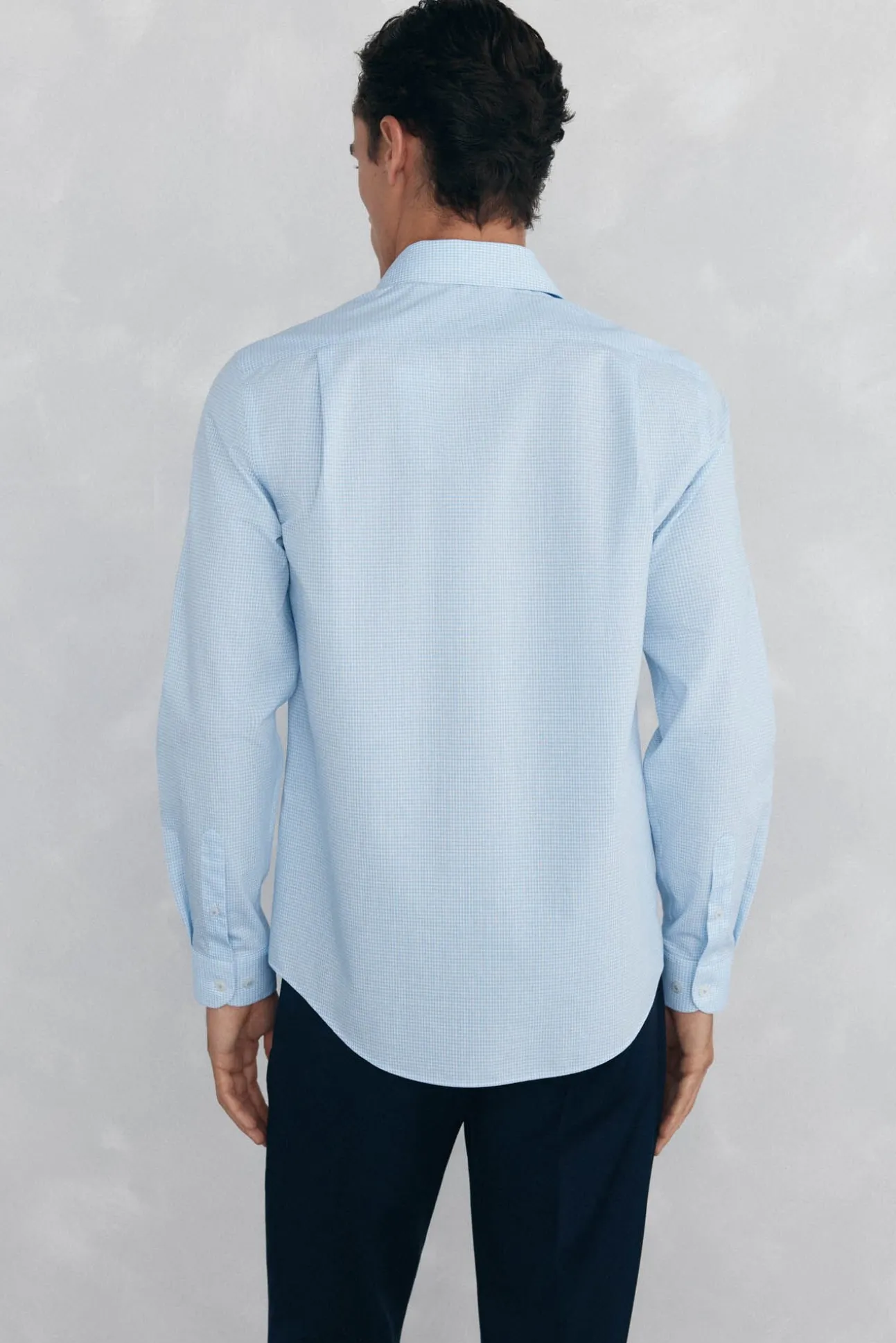 Camisa aos quadrados non iron + antimanchas