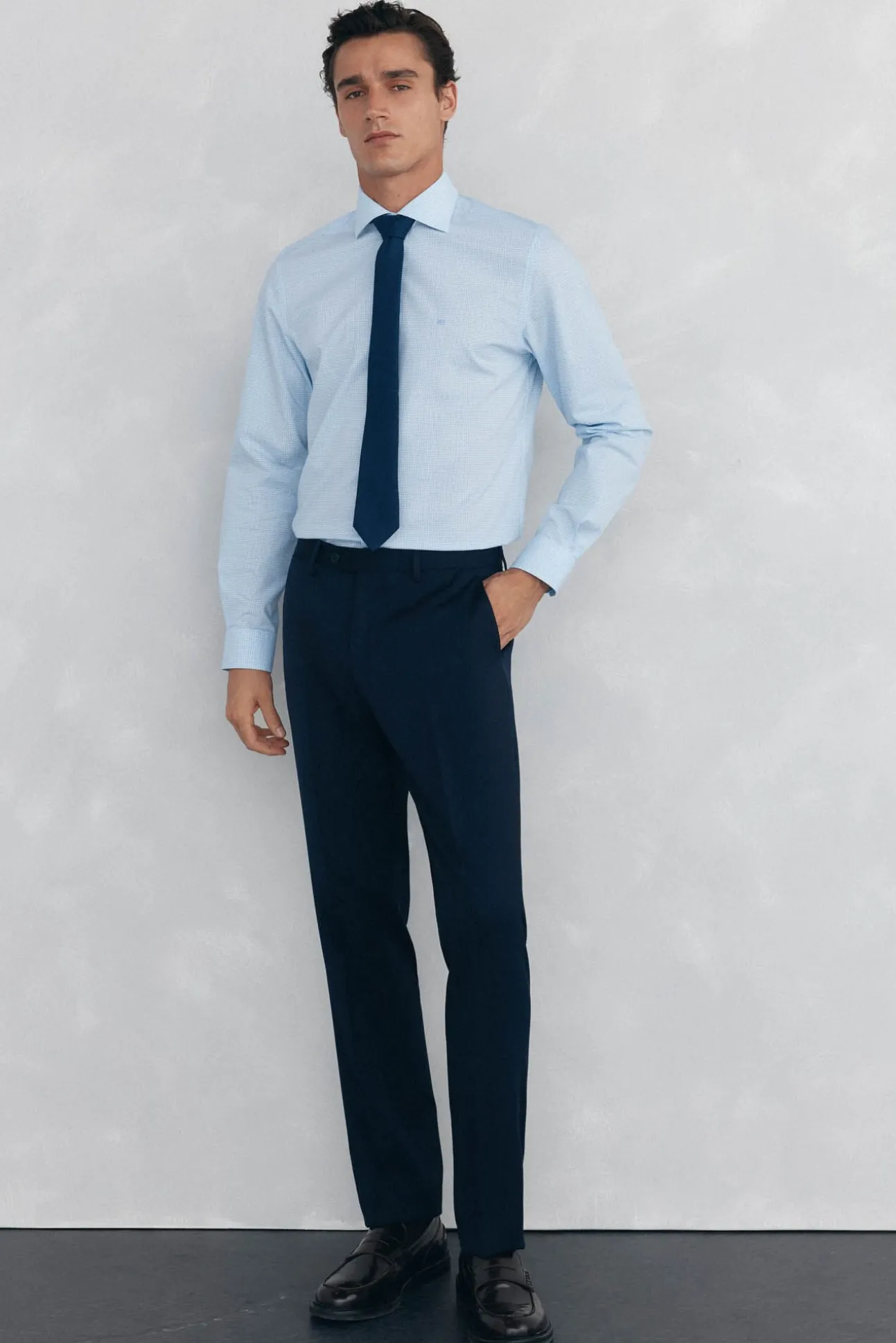 Camisa aos quadrados non iron + antimanchas