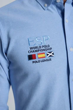 Camisa bordada Espanha azul claro
