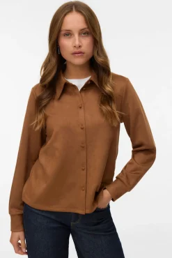 Camisa com efeito camurça