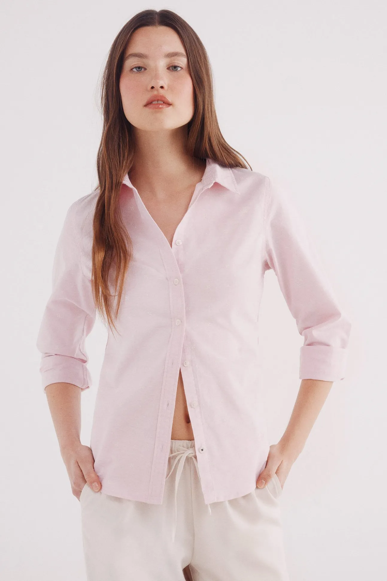 Camisa de algodão Oxford