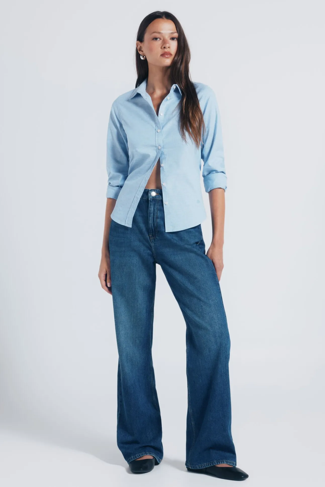 Camisa de algodão Oxford