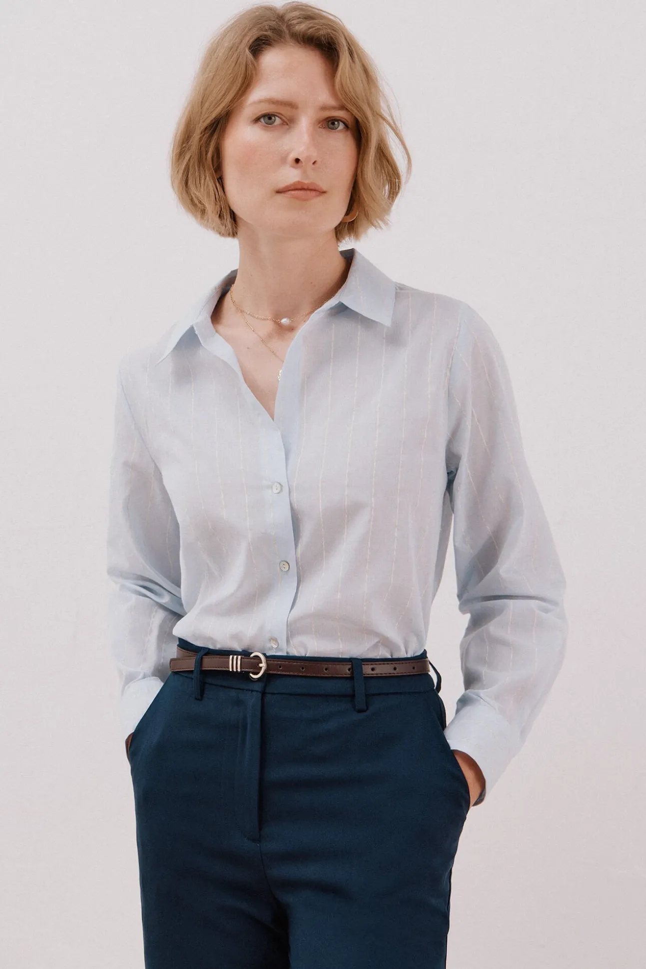 Camisa de algodão riscas