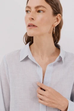 Camisa de algodão riscas