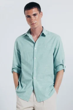 Camisa de algodão Slub