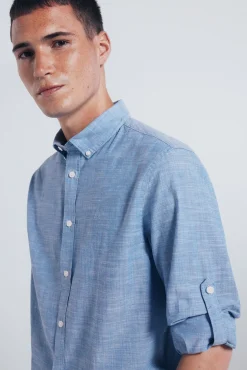 Camisa de algodão Slub