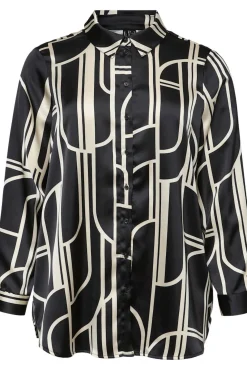 Camisa de cetim de manga manga plus size