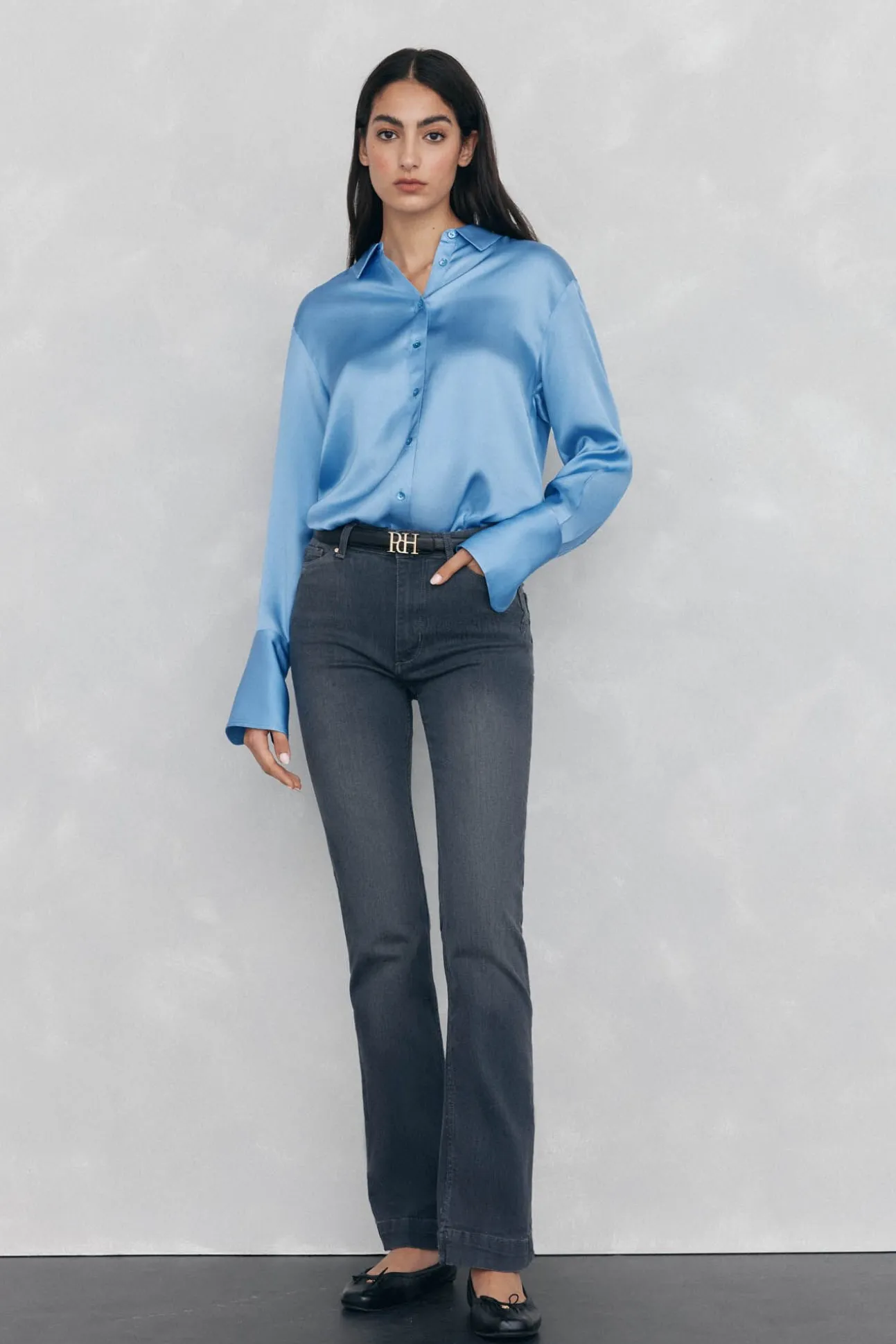 Camisa de cetim lisa