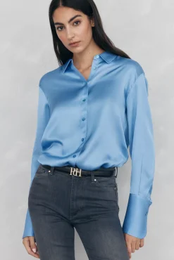 Camisa de cetim lisa