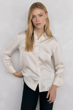 Camisa de cetim lisa