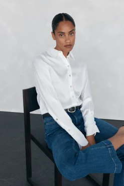 Camisa de cetim oversized