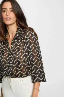 Camisa de chiffon estampada