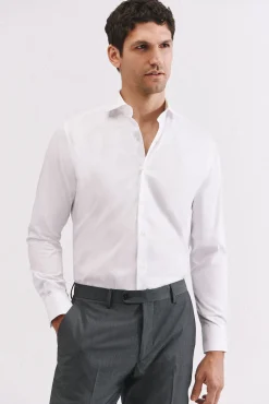 Camisa de fato lisa fácil de engomar