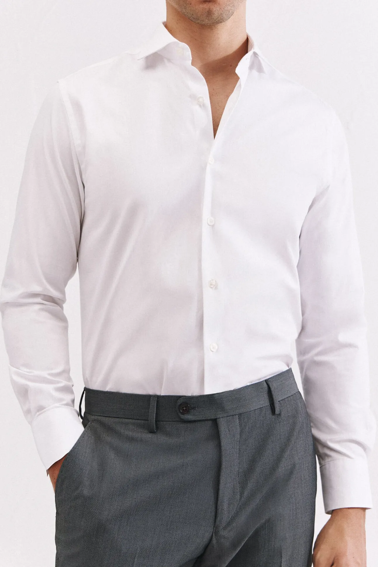 Camisa de fato lisa fácil de engomar