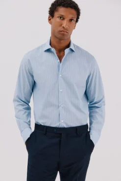Camisa de fato riscas fácil de engomar