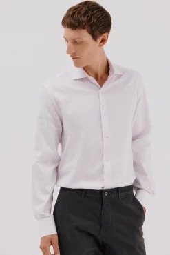 Camisa de fato riscas fácil de engomar