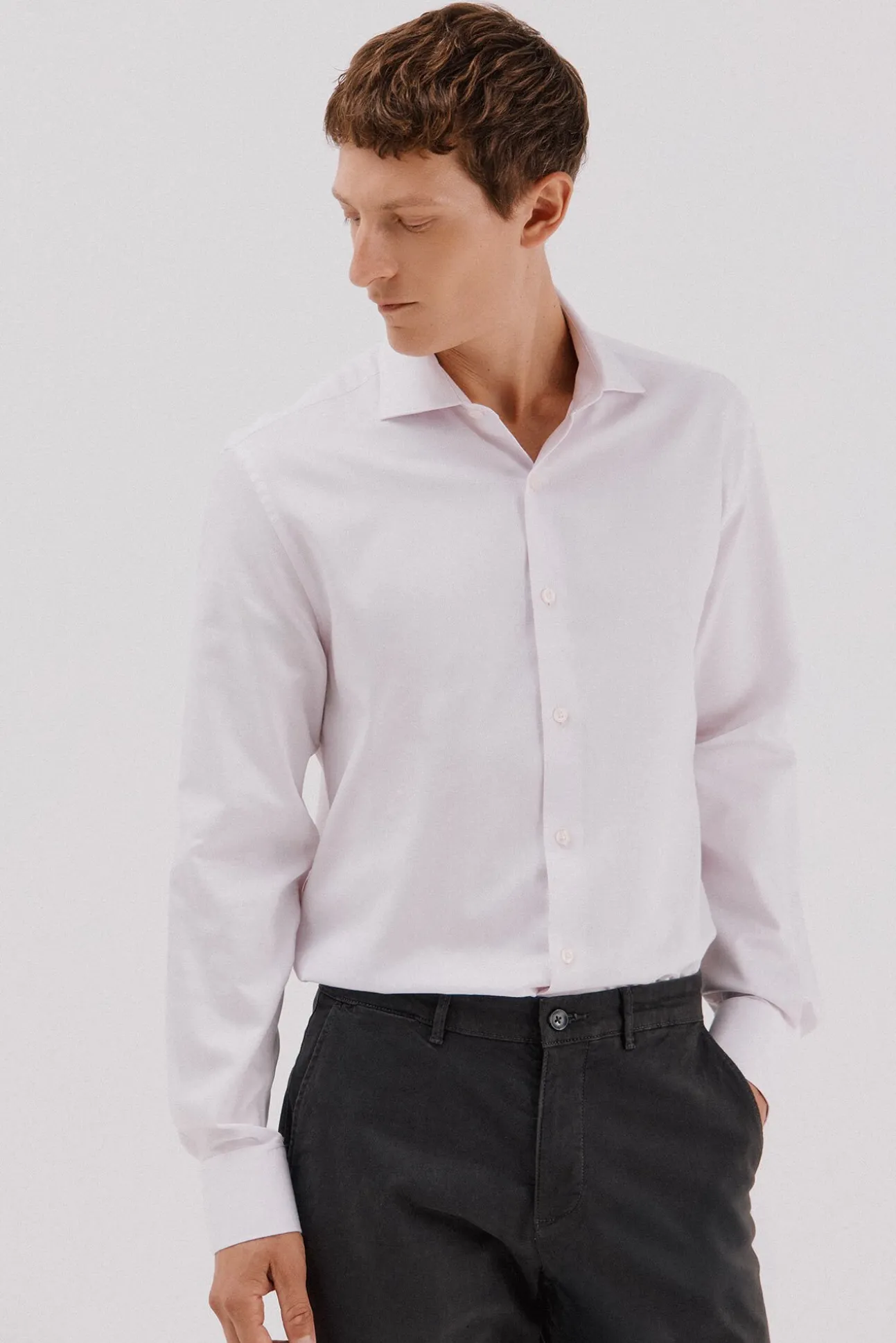 Camisa de fato riscas fácil de engomar
