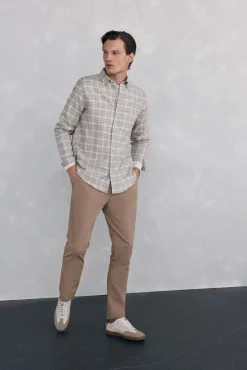 Camisa de flanela aos quadrados tecido italiano