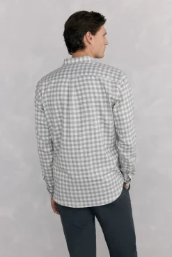 Camisa de flanela aos quadrados tecido italiano