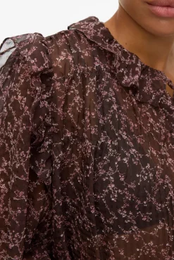 Camisa de manga comprida com folhos