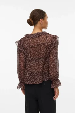 Camisa de manga comprida com folhos