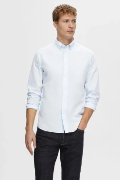 Camisa de manga comprida Slim Fit confecionada com algodão reciclado