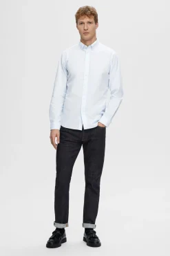 Camisa de manga comprida Slim Fit confecionada com algodão reciclado