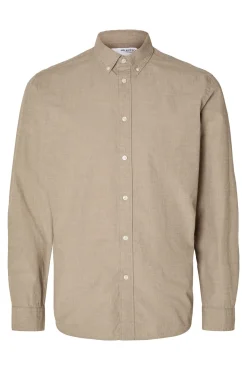 Camisa de manga comprida Slim Fit confecionada com algodão reciclado