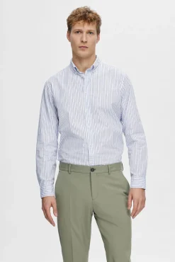 Camisa de manga comprida Slim Fit confecionada com algodão reciclado
