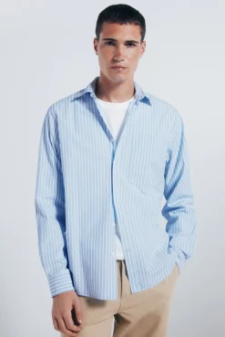 Camisa de popelina riscas