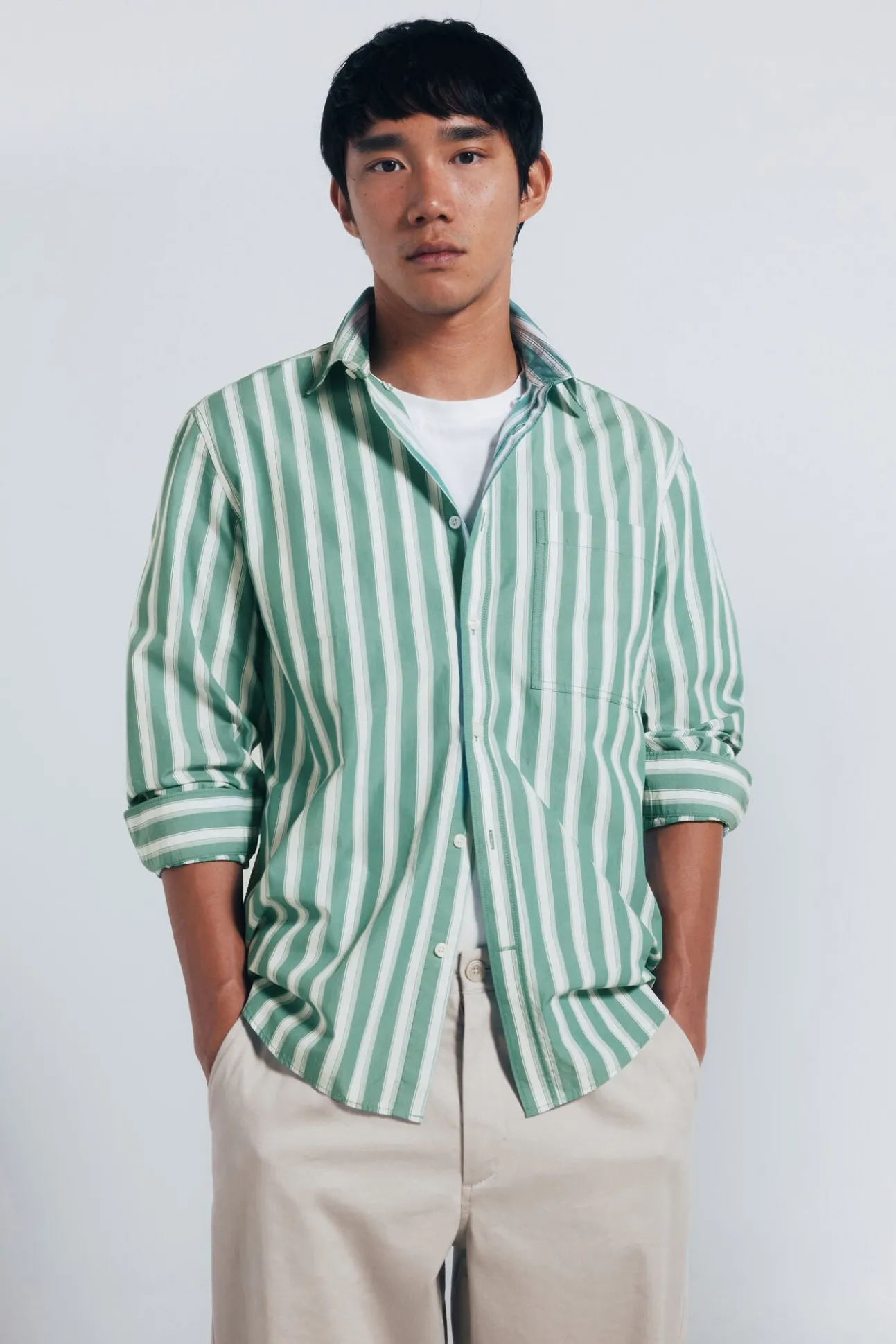 Camisa de popelina riscas