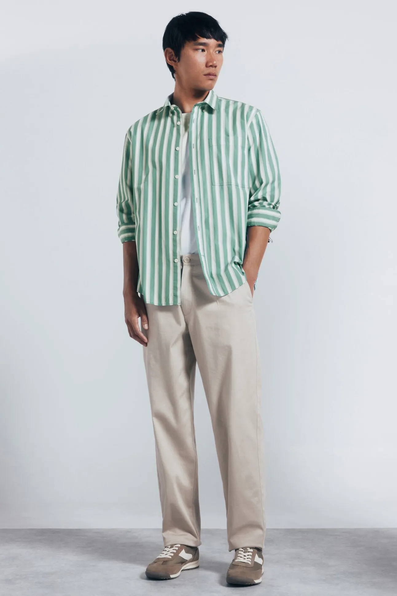Camisa de popelina riscas