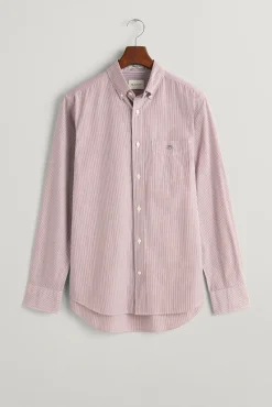 Camisa de popelina às riscas largas de corte regular